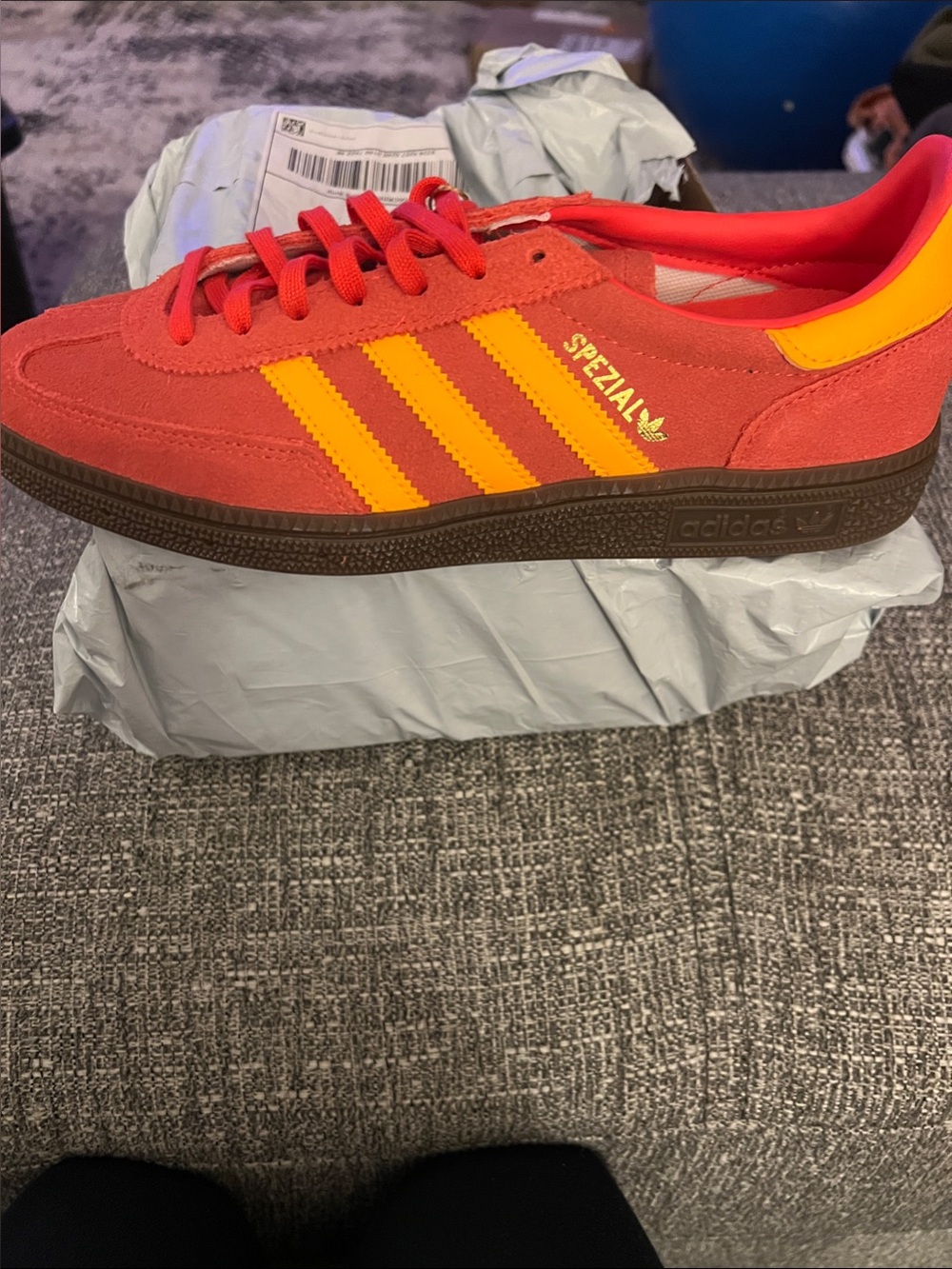 adidas Originals Men’s Spezial Suede Sneaker - Red with Yellow Stripes